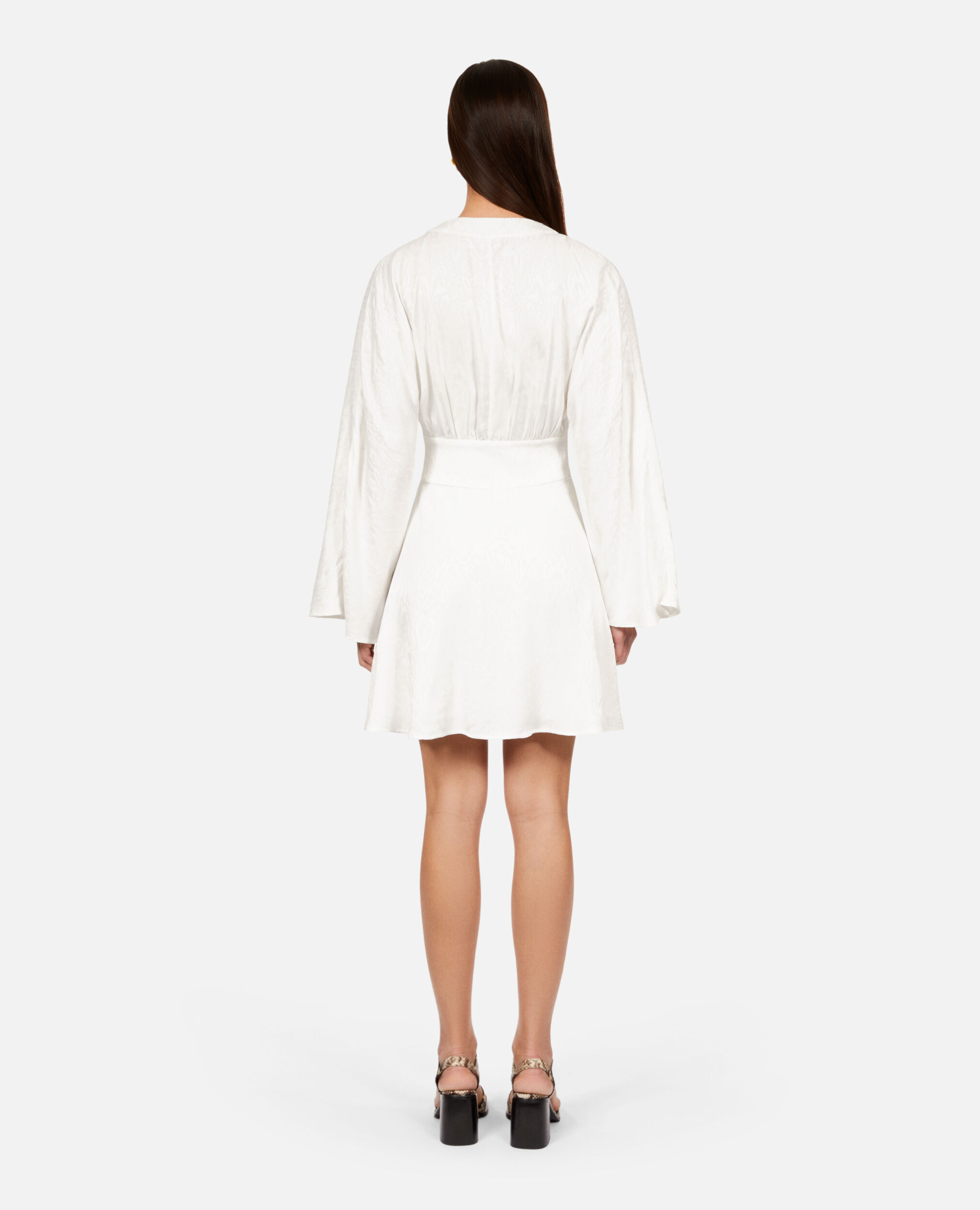 Short white baroque jacquard dress, WHITE, hi-res image number null