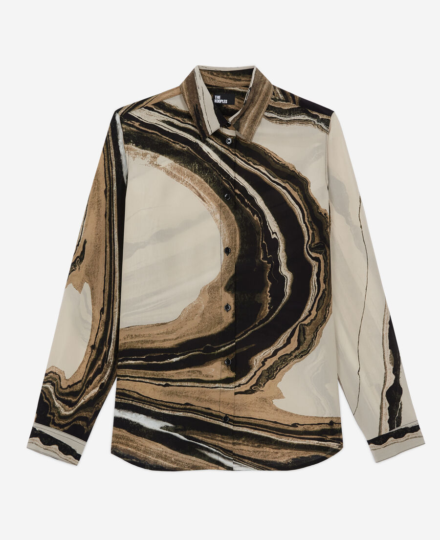 camisa seda estampada
