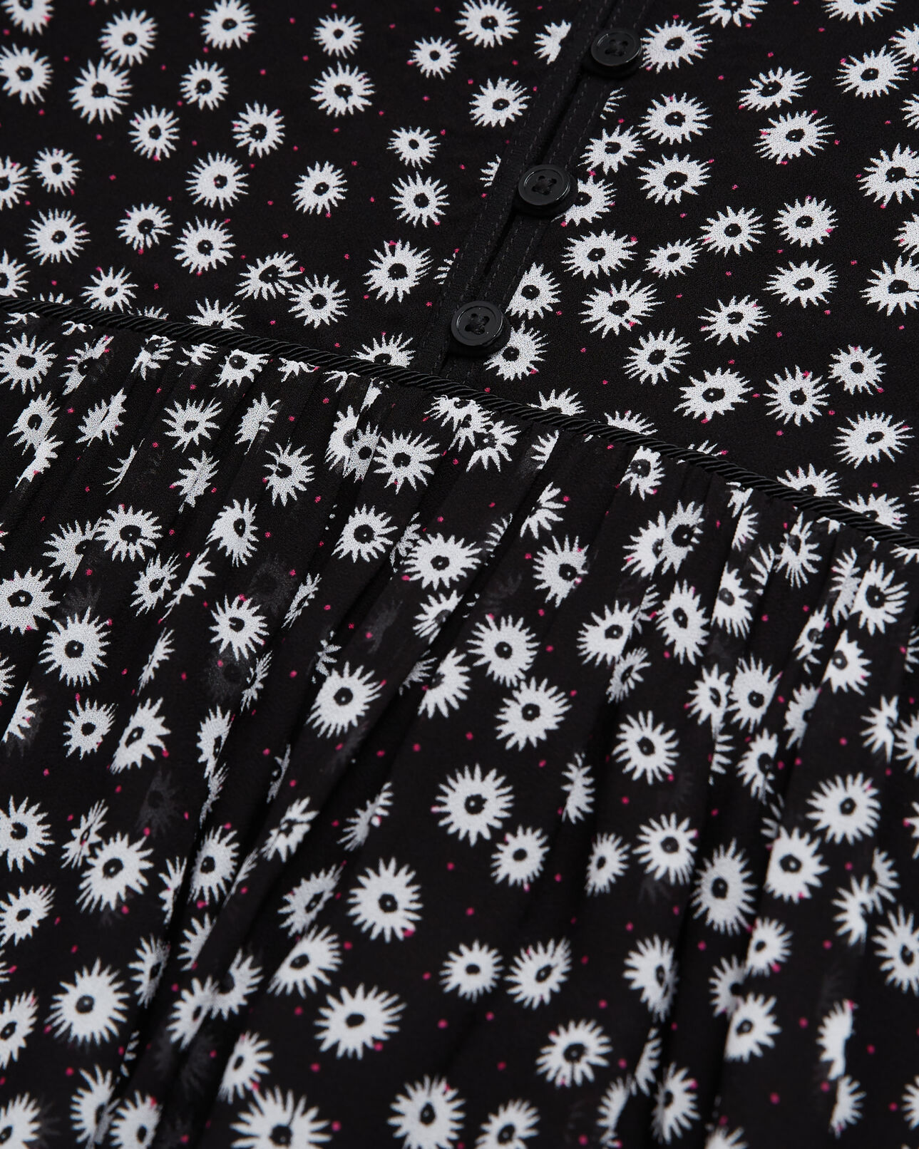 The Kooples DAMEN BLACK WHITE langes kleid mit print