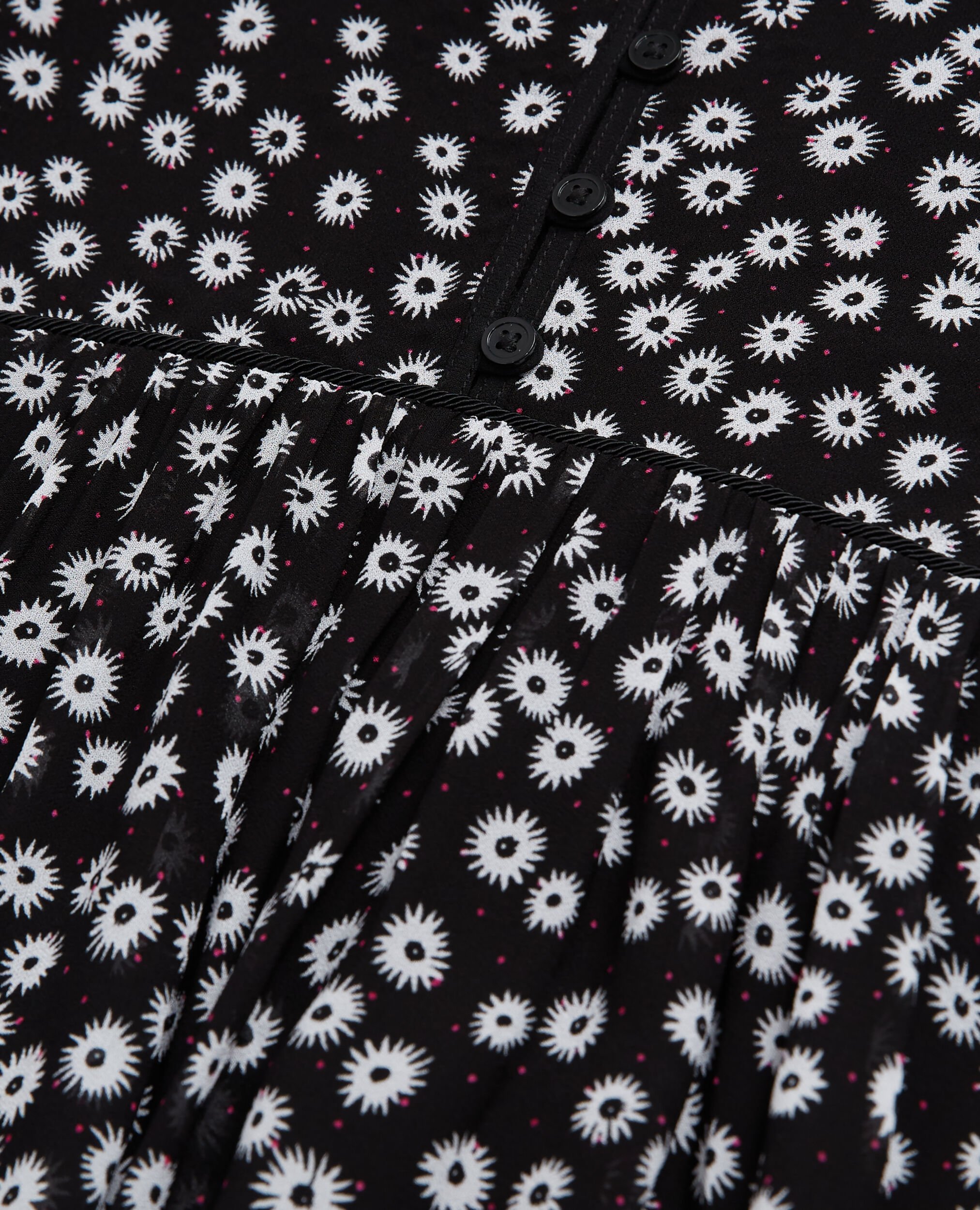 Printed long dress, BLACK WHITE, hi-res image number null