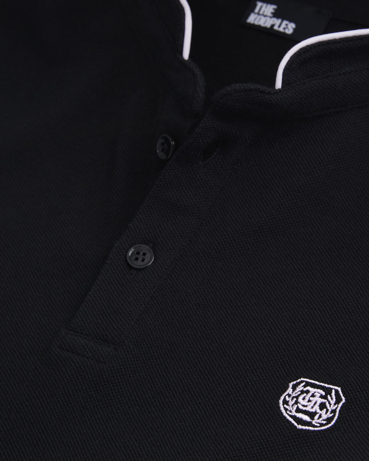 The Kooples HOMME BLACK / PINK polo noir en coton
