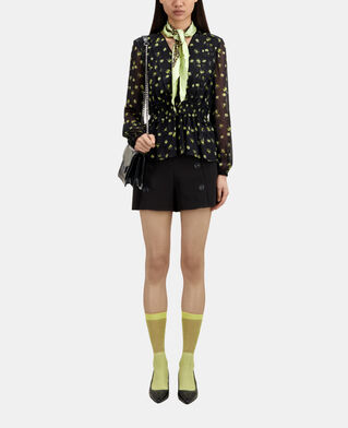 The Kooples FEMME BLACK / YELLOW top imprimé avec smocks