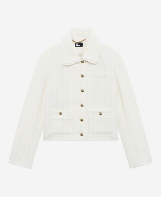 The Kooples DAMEN ECRU jacke aus ungebleichtem tweed