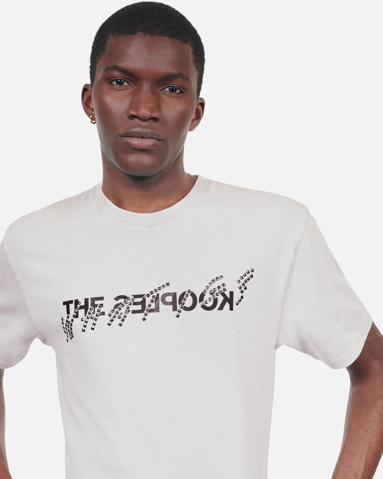The Kooples MEN STONE GREY grey what is t-shirt with studs