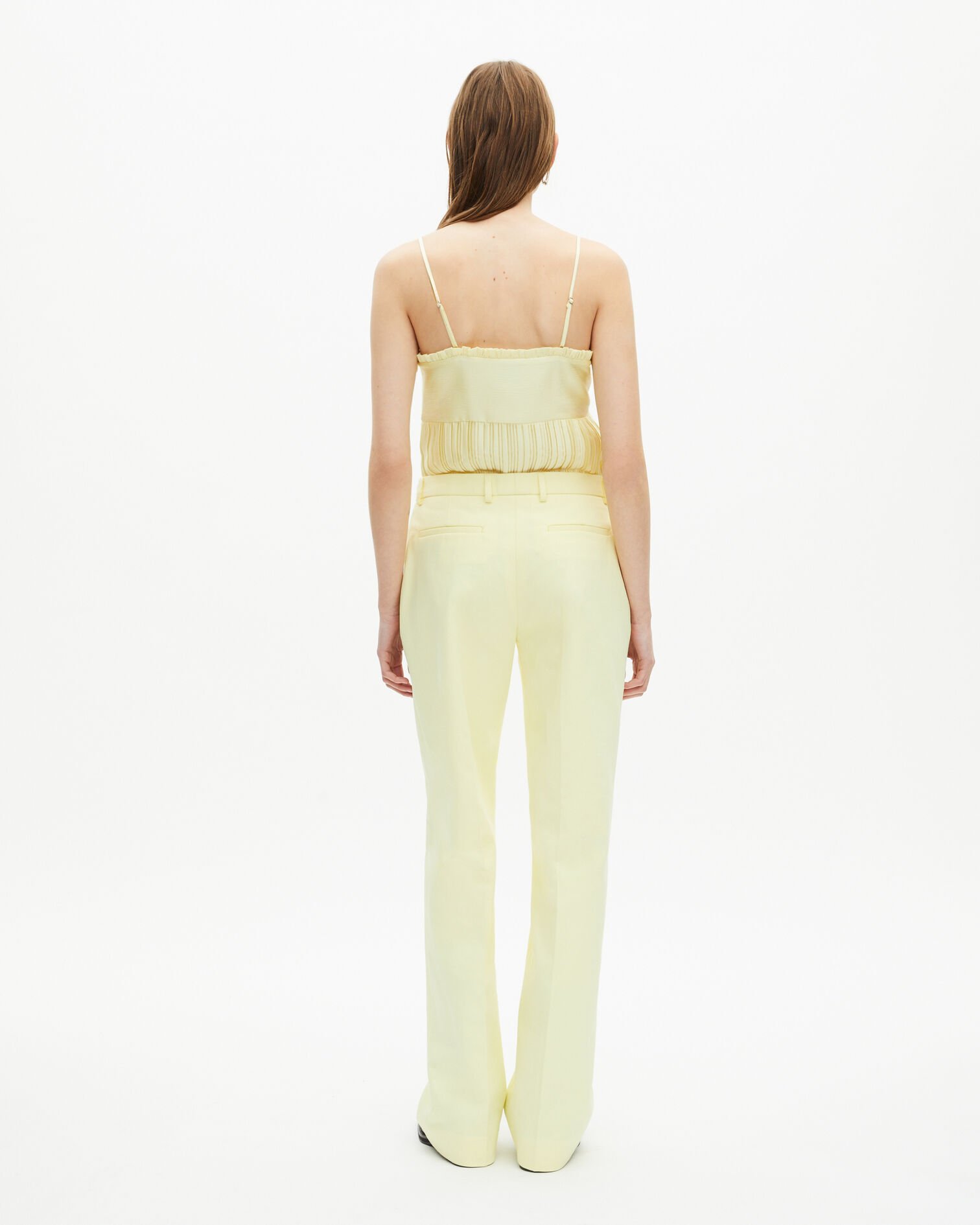 Pantalon costume large en coton jaune, YELLOW, hi-res image number null