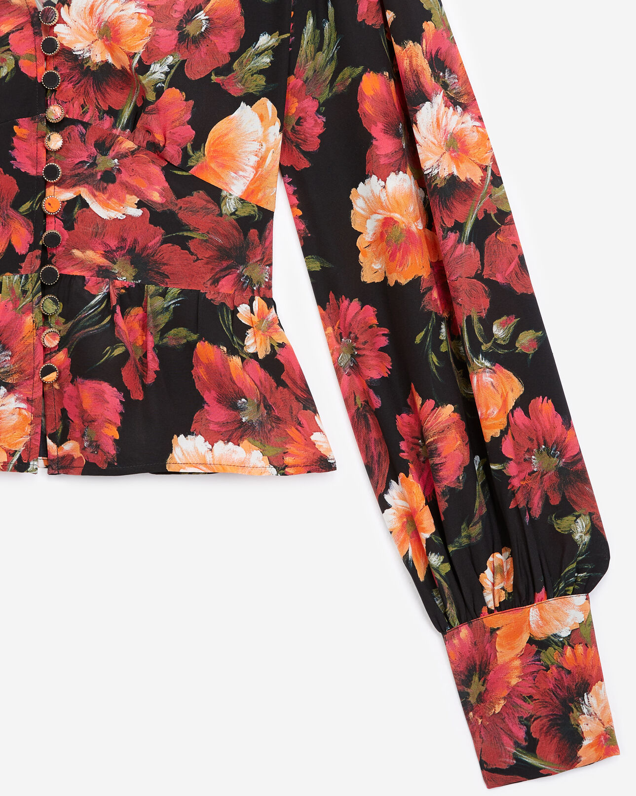 The Kooples DAMEN MULTICOLOR seiden-top mit orangenem blumenprint