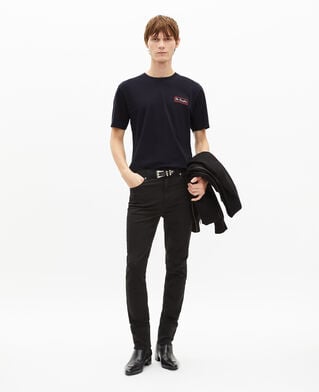 The Kooples MEN DARK NAVY t-shirt with via prony navy screen print