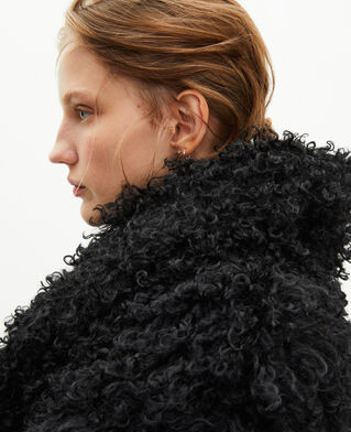 The Kooples WOMEN BLACK short black fur-effect coat