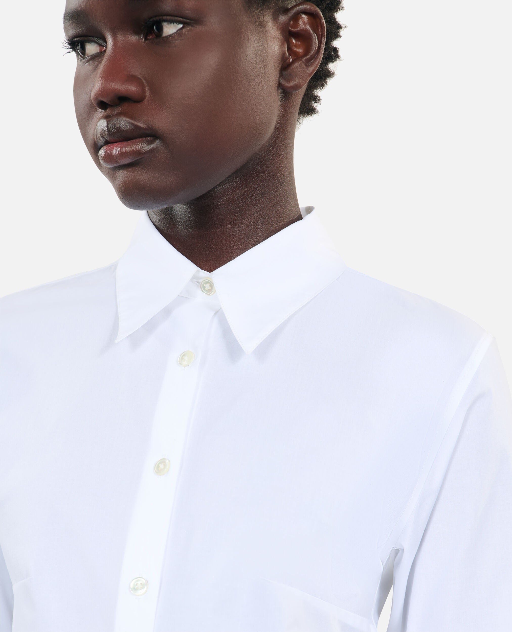 White poplin shirt, WHITE, hi-res image number null