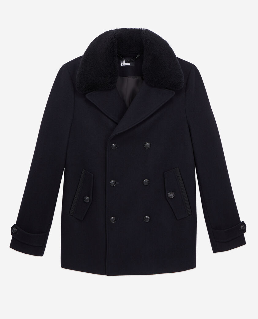 The Kooples HOMME DARK NAVY caban bleu marine en laine mélangée