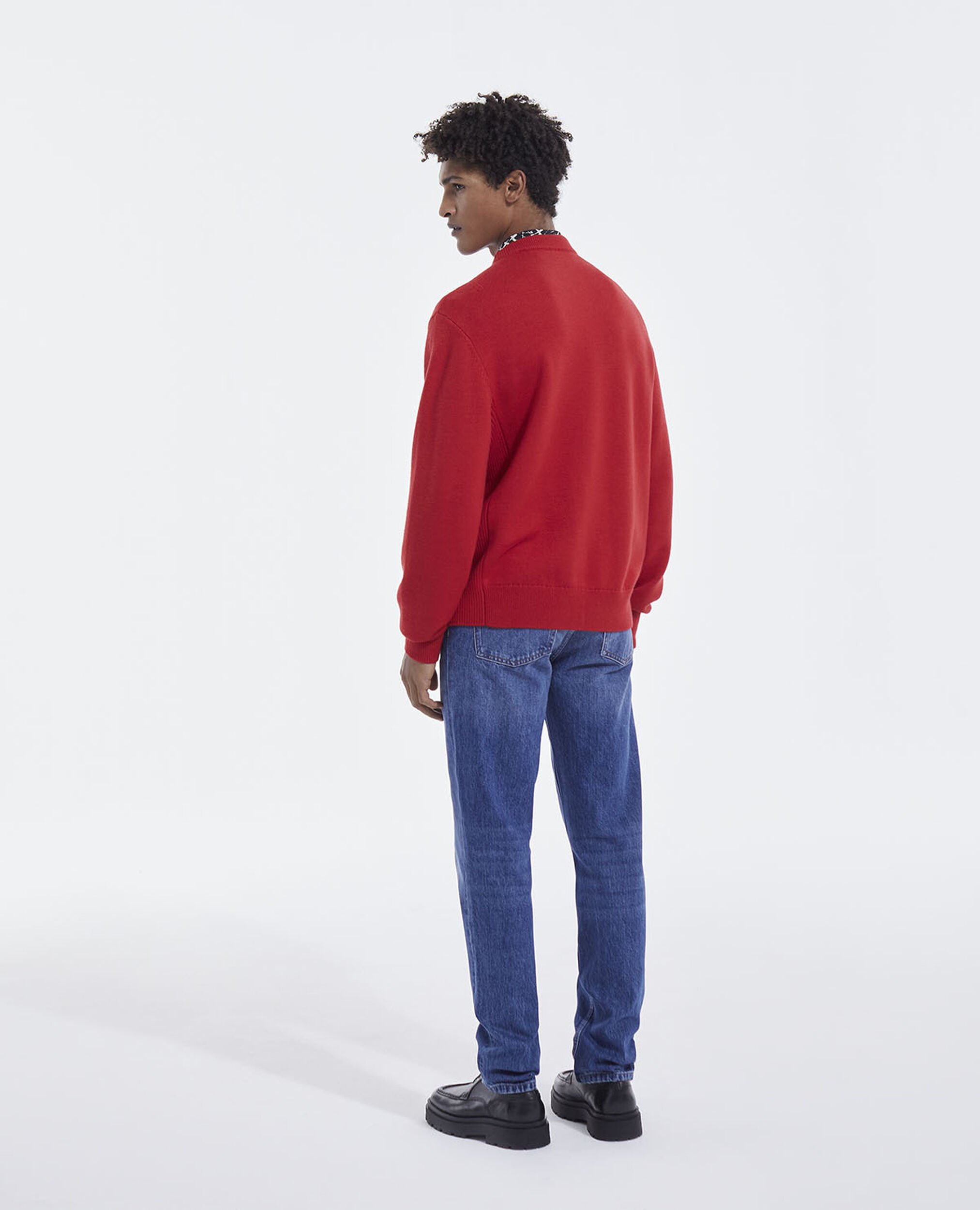 Classic fit red wool sweater with crew neck, RED, hi-res image number null