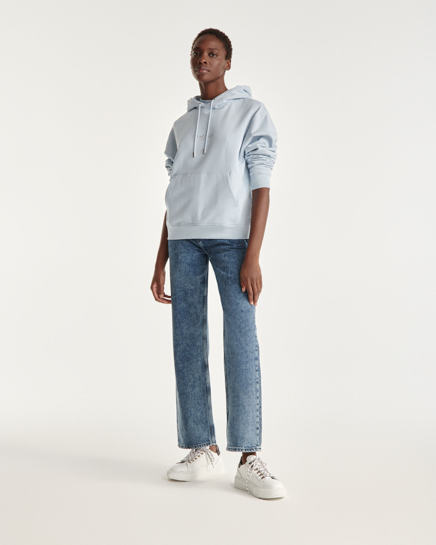 Sky blue sweatshirt with hood and silver logo, BABY BLUE, hi-res image number null