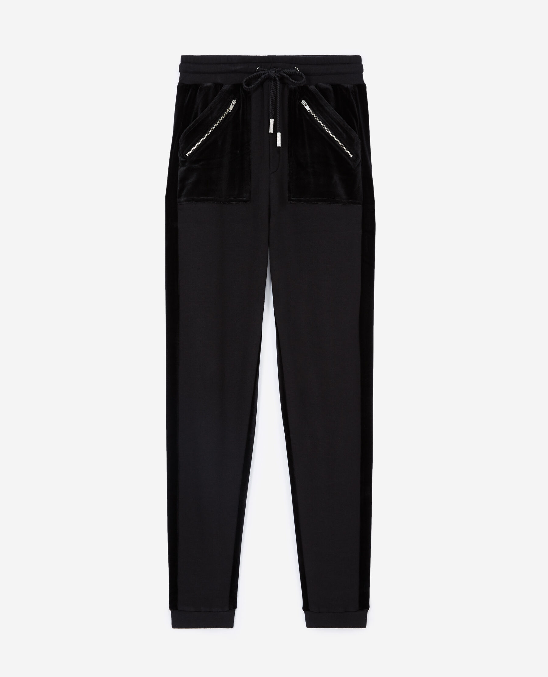 Black dual fabric joggers with zip The Kooples UK