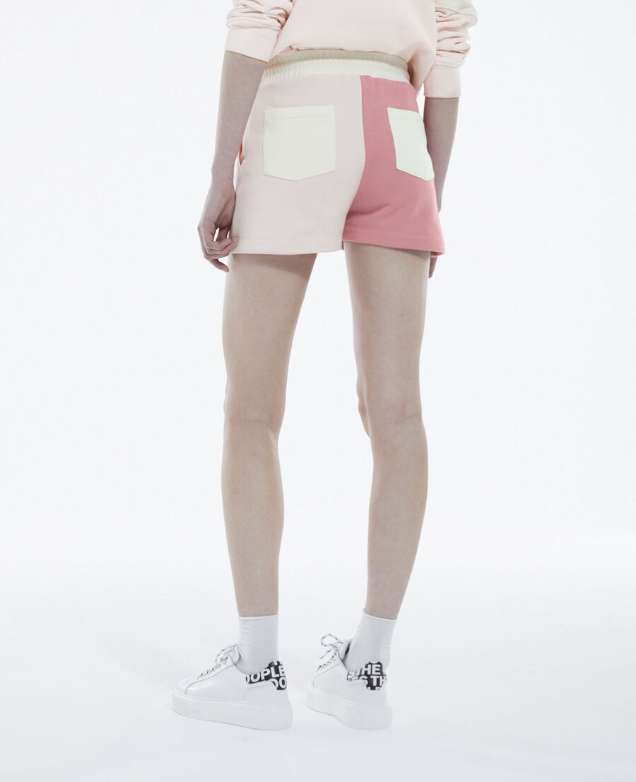 short rose et écru coton modal à logo