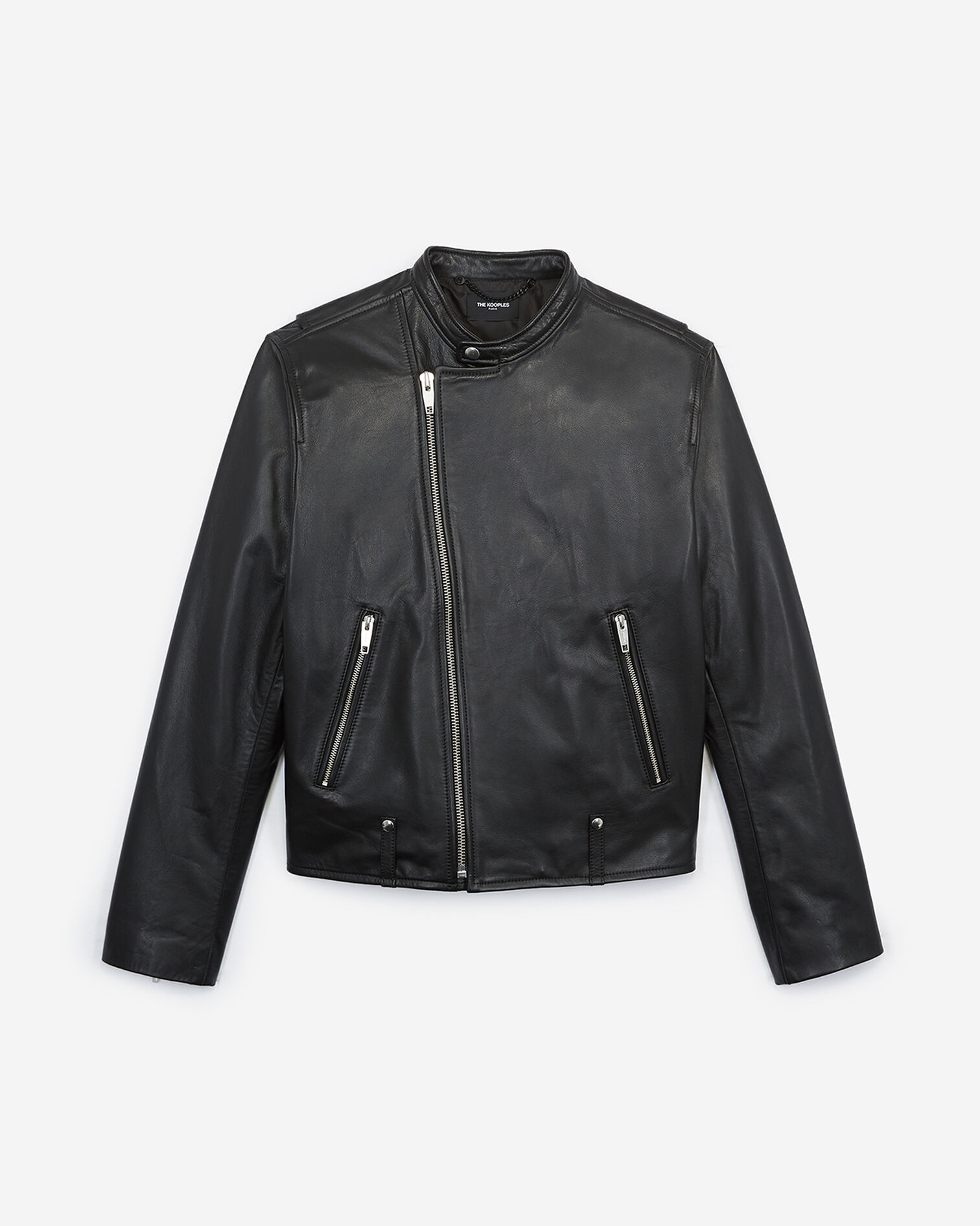 Blouson cuir noir perfecto col motard, BLACK, hi-res image number null
