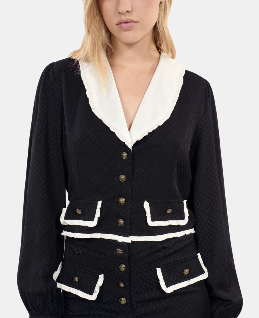 The Kooples F BLACK black ruffled top
