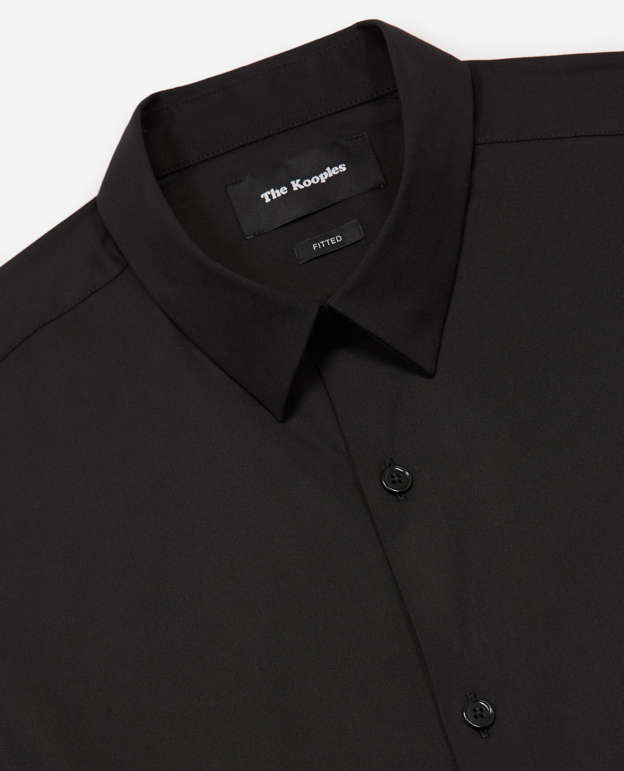 Fitted black shirt with buttoned collar, BLACK, hi-res image number null