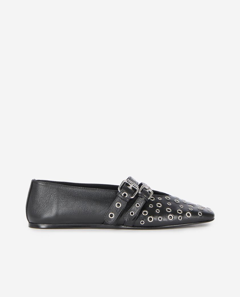 The Kooples FEMME BLACK ballerines avec studs en cuir noire