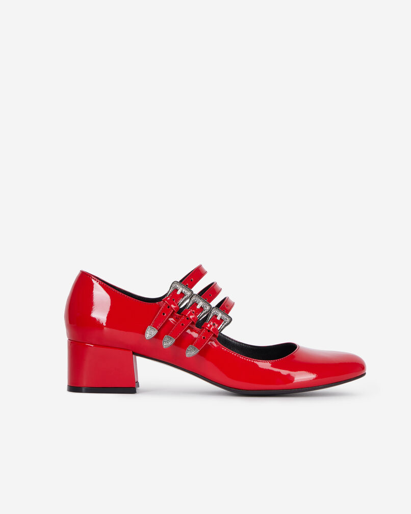 The Kooples F RED red leather mary janes with western buckles