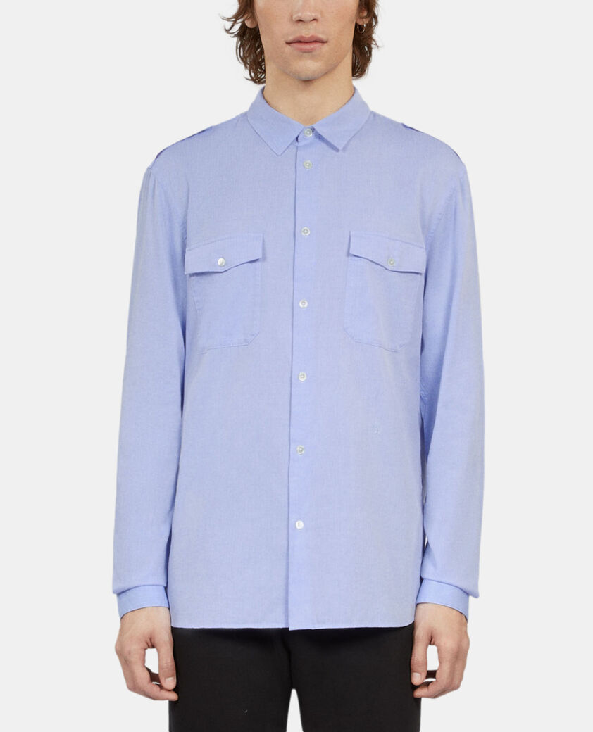 The Kooples MEN LIGHT BLUE sky blue chevron shirt
