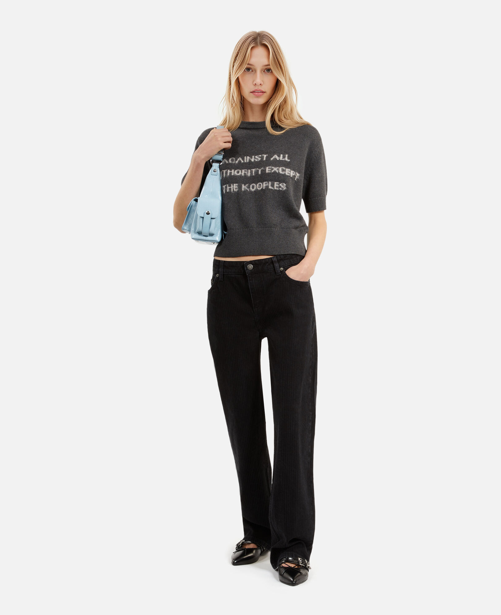 The Kooples WOMEN BLACK WASHED straight-cut black jeans