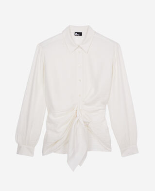 The Kooples DAMEN ECRU ecrufarbenes hemd mit drapierung