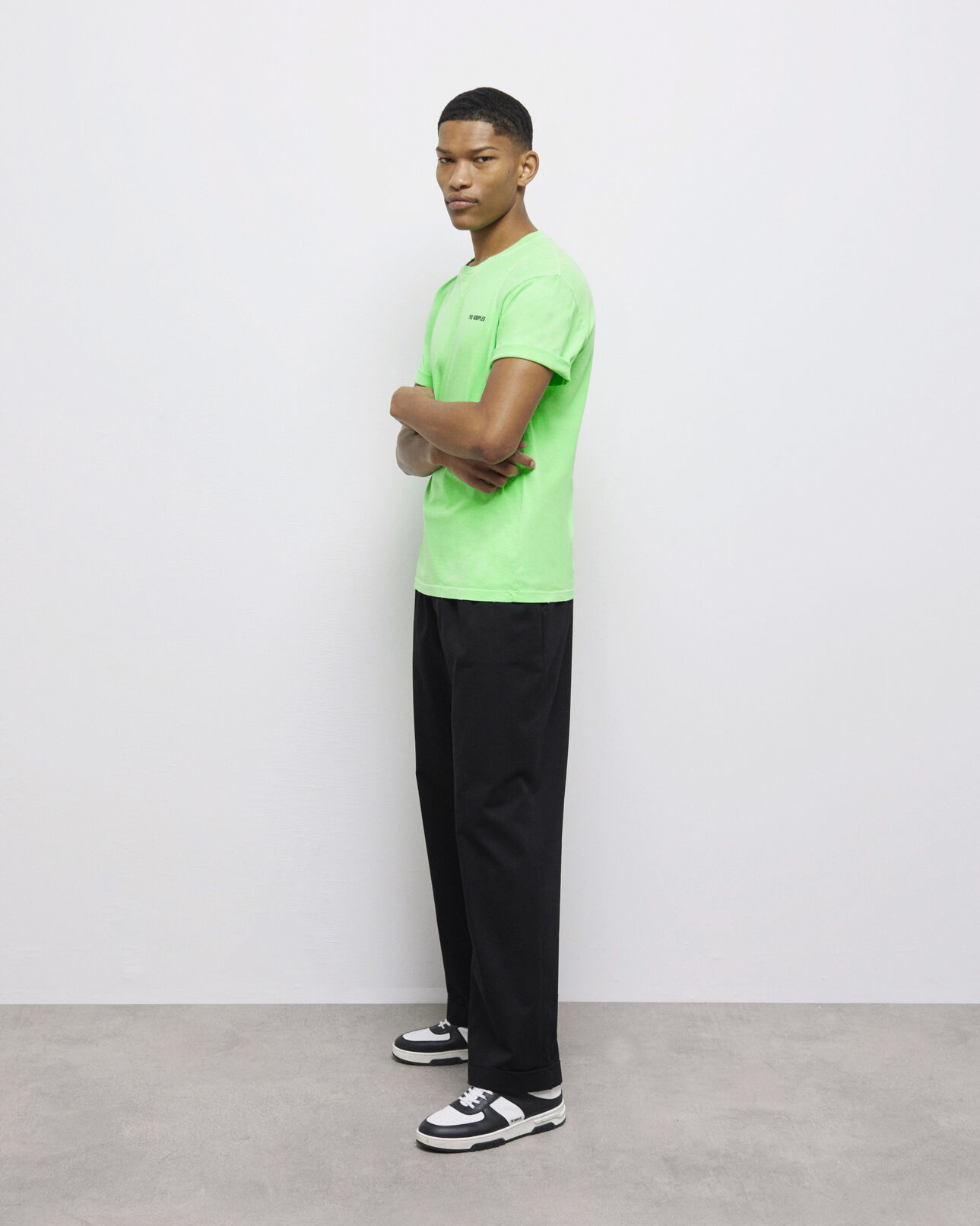 The Kooples MEN VERT FLUO men's fluorescent green t-shirt with logo