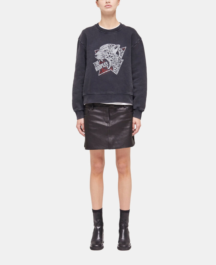 sweatshirt sérigraphié tigre noir