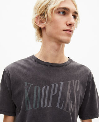 The Kooples MEN BLACK WASHED the kooples black t-shirt with faded screen print