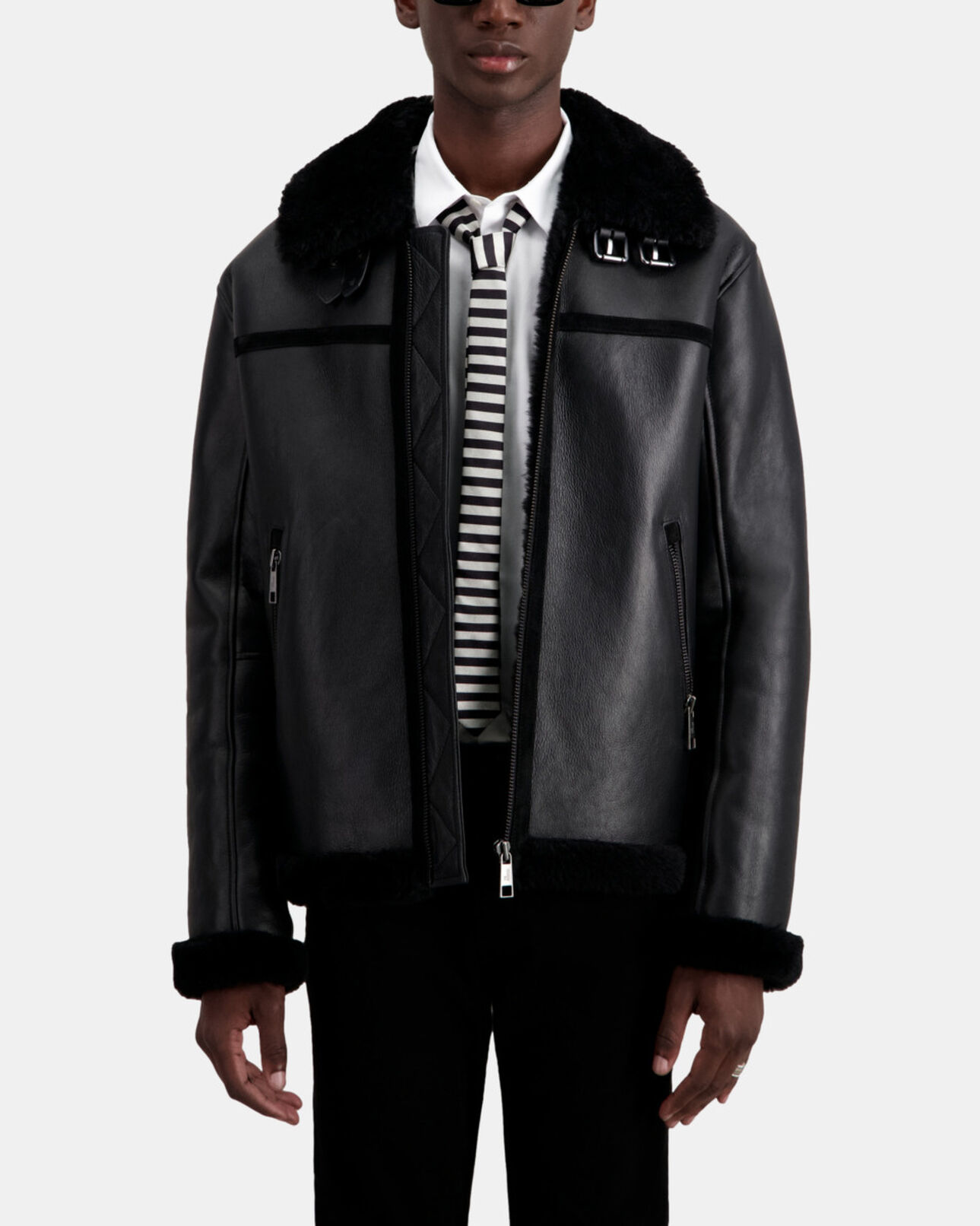 The Kooples MEN BLACK black shearling jacket