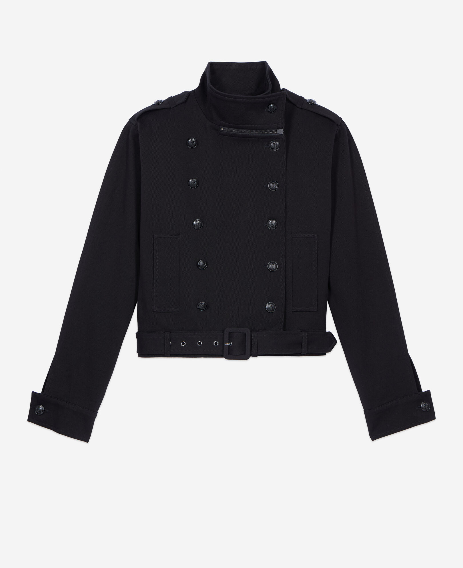 The Kooples FEMME BLACK blouson style trench noir