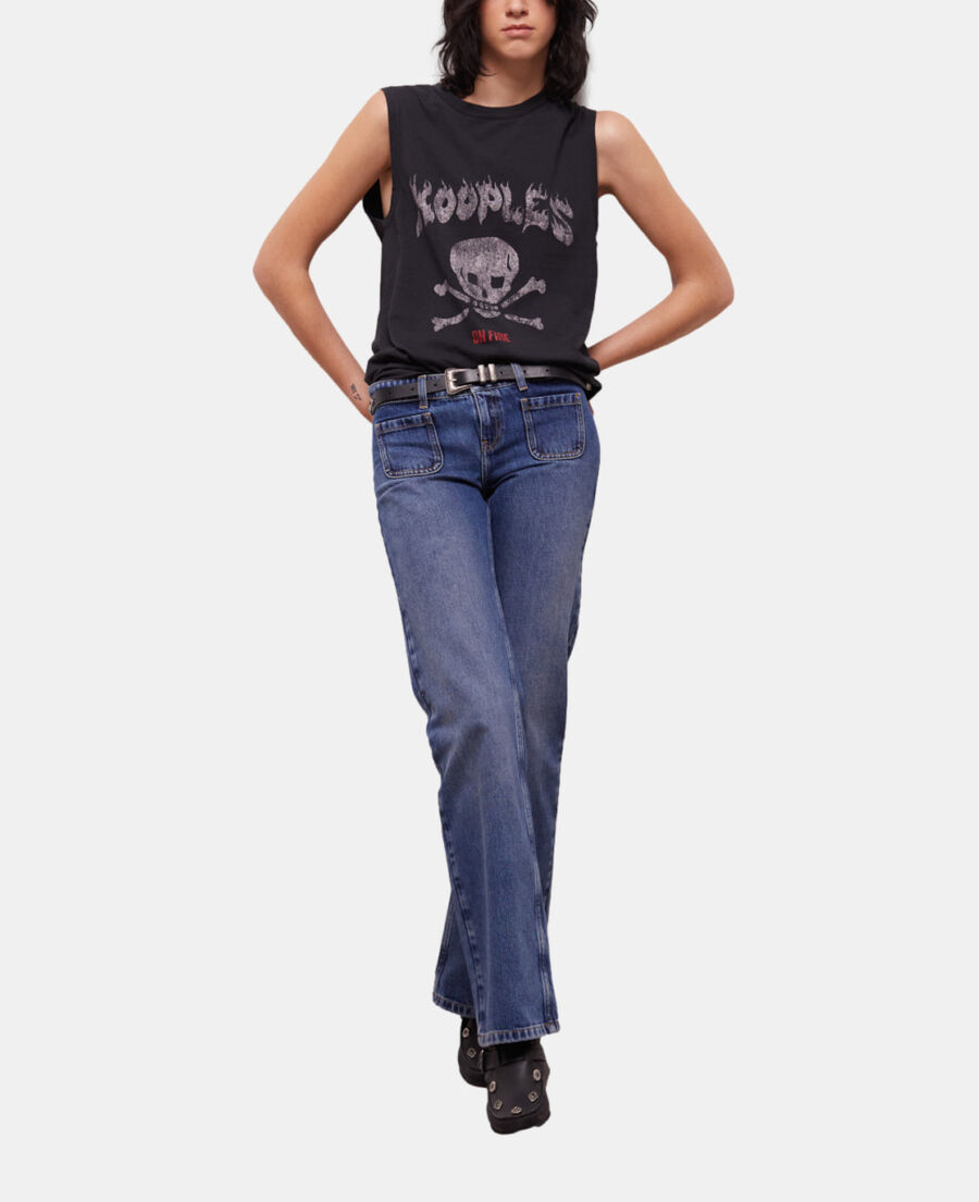 women's black screen print t-shirt