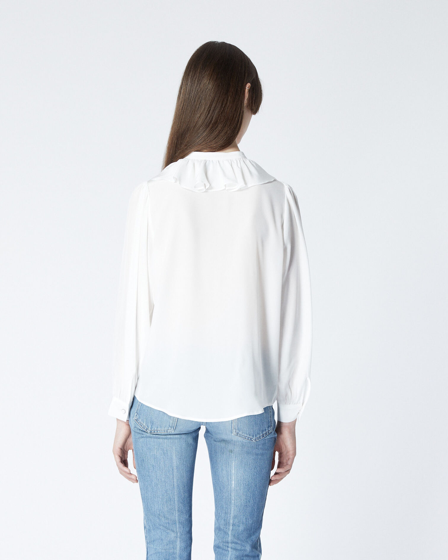 Ecru silk shirt with Peter Pan collar, ECRU, hi-res image number null