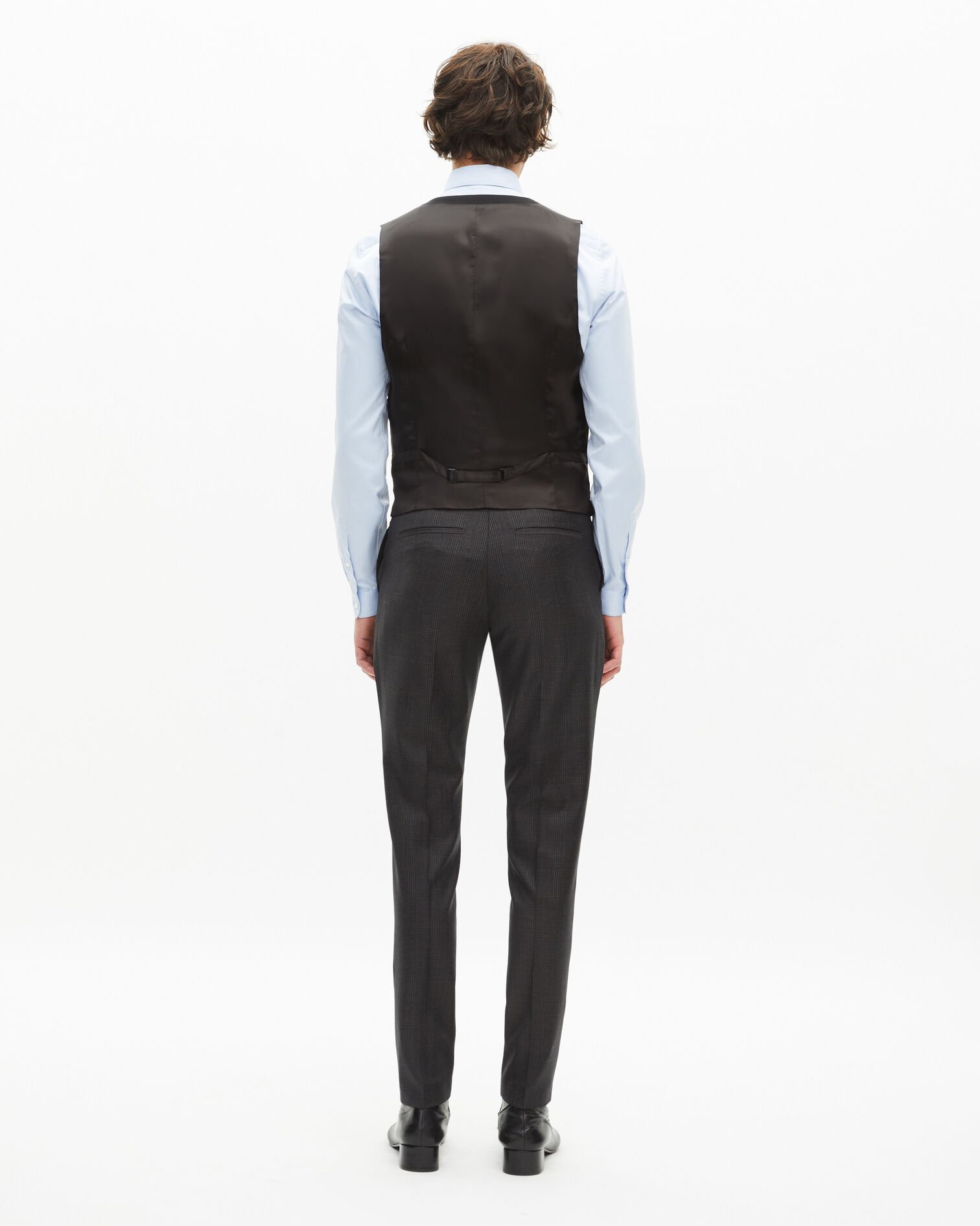 Black suit vest in wool tailored cut, BLACK, hi-res image number null