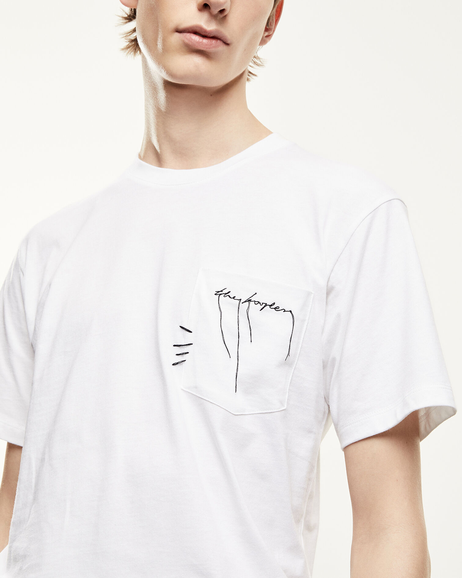 T-shirt blanc coton à poche poitrine, OFF WHITE, hi-res image number null