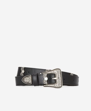 The Kooples MIXED BLACK black leather belt