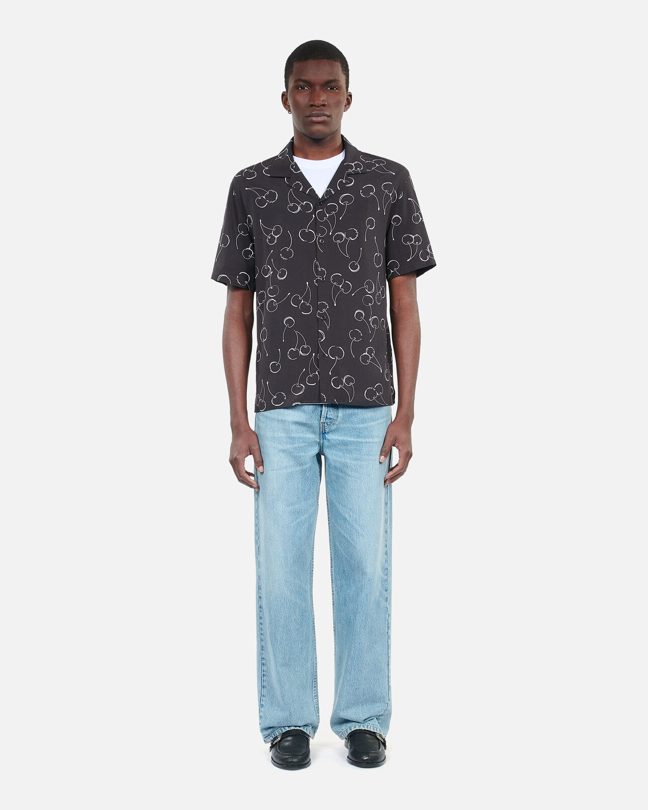The Kooples HOMME BLACK chemise manches courtes avec imprimé cerise