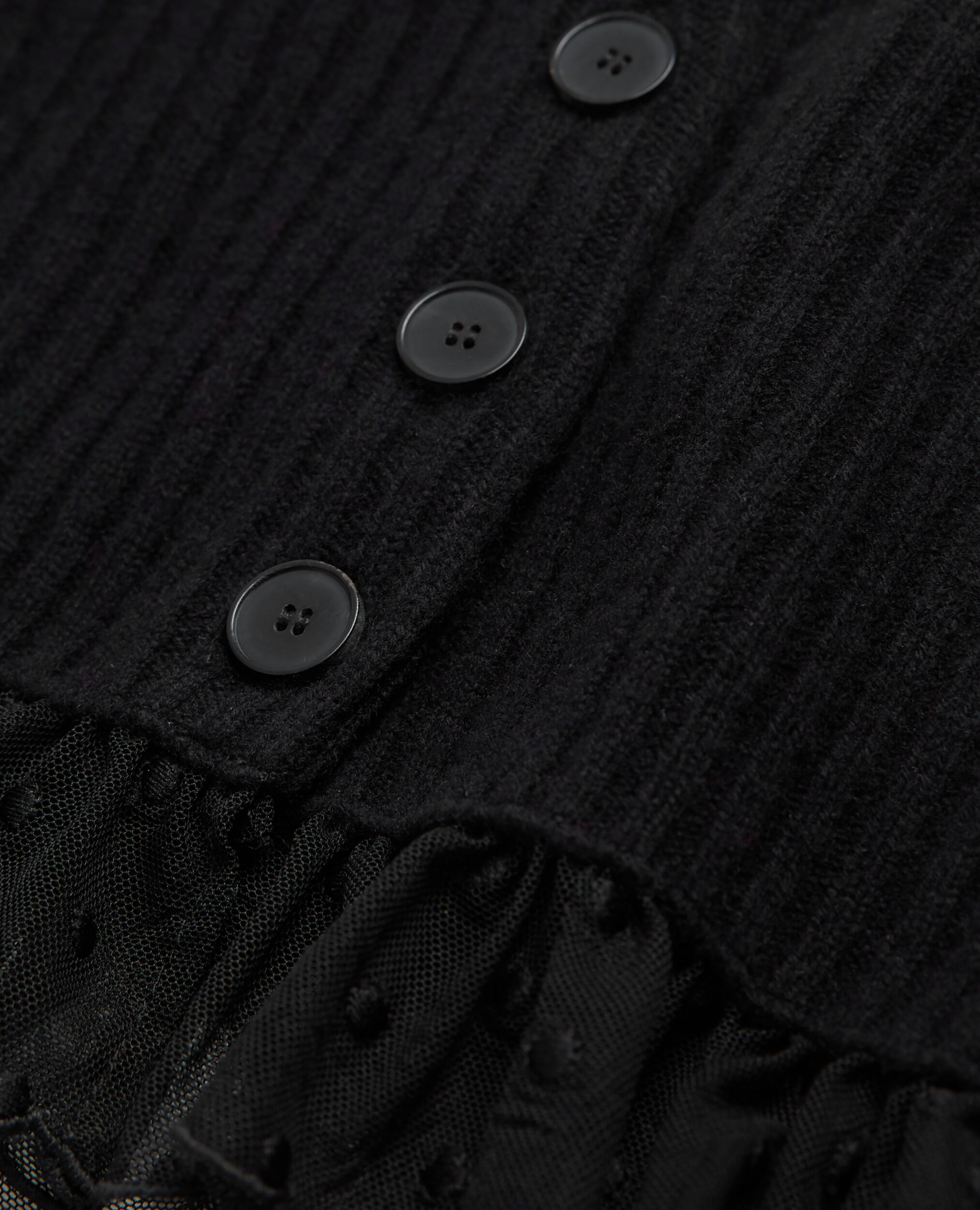 Fine black wool cardigan, BLACK, hi-res image number null
