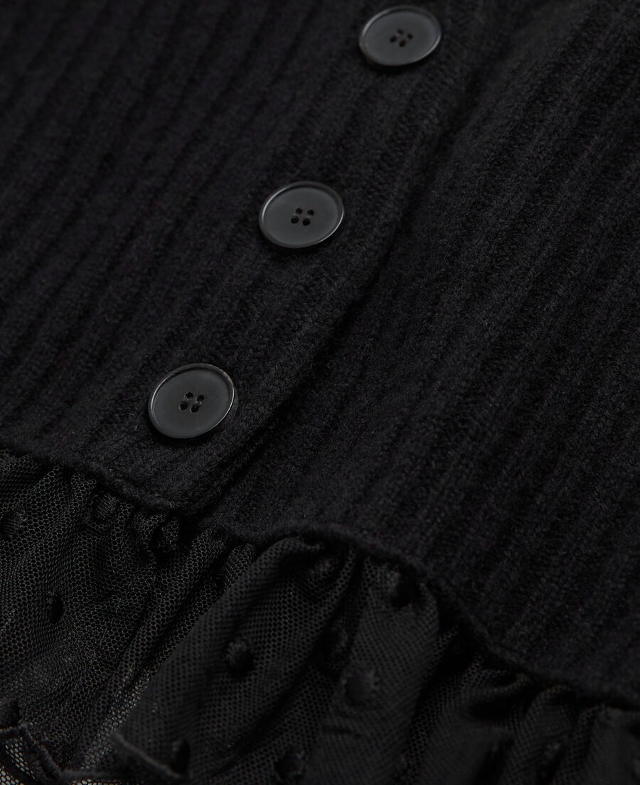 schwarzer cardigan aus feiner wolle