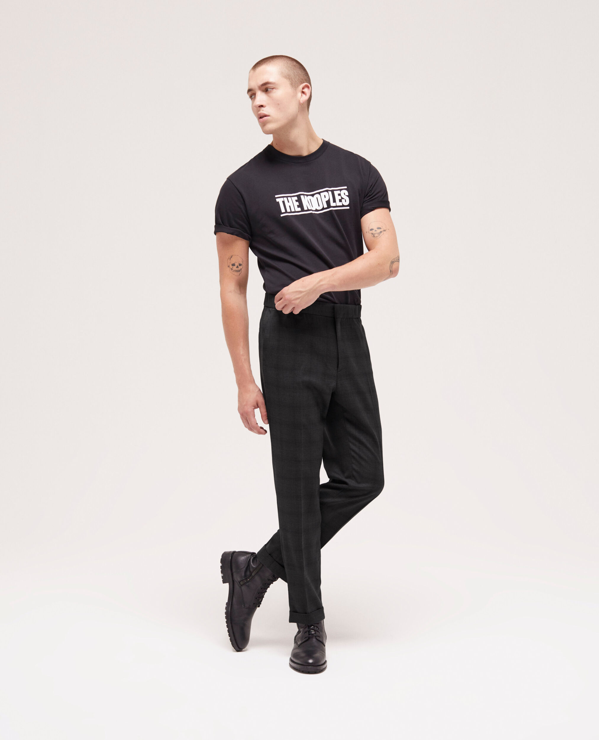 Pantalon de costume à motif, BLACK, hi-res image number null