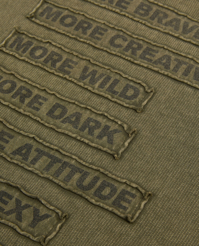 The Kooples HERREN OLIVE NIGHT khakifarbenes sweatshirt mit aufnähern