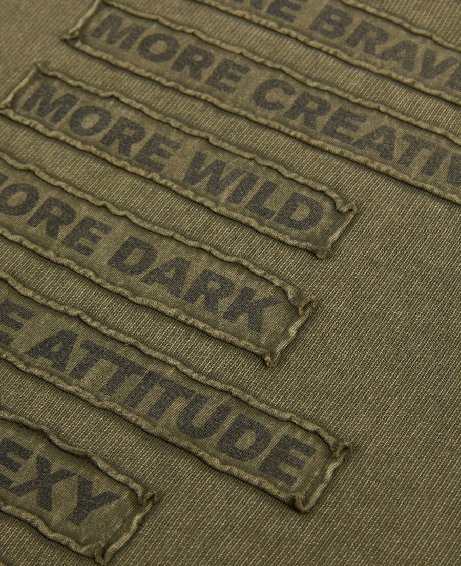 The Kooples HOMME OLIVE NIGHT sweatshirt à patchs kaki