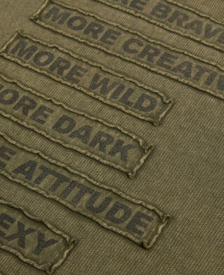 The Kooples HOMME OLIVE NIGHT sweatshirt à patchs kaki