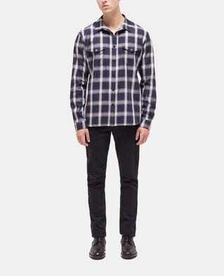 The Kooples HERREN NAVY ECRU kariertes hemd mit taschen