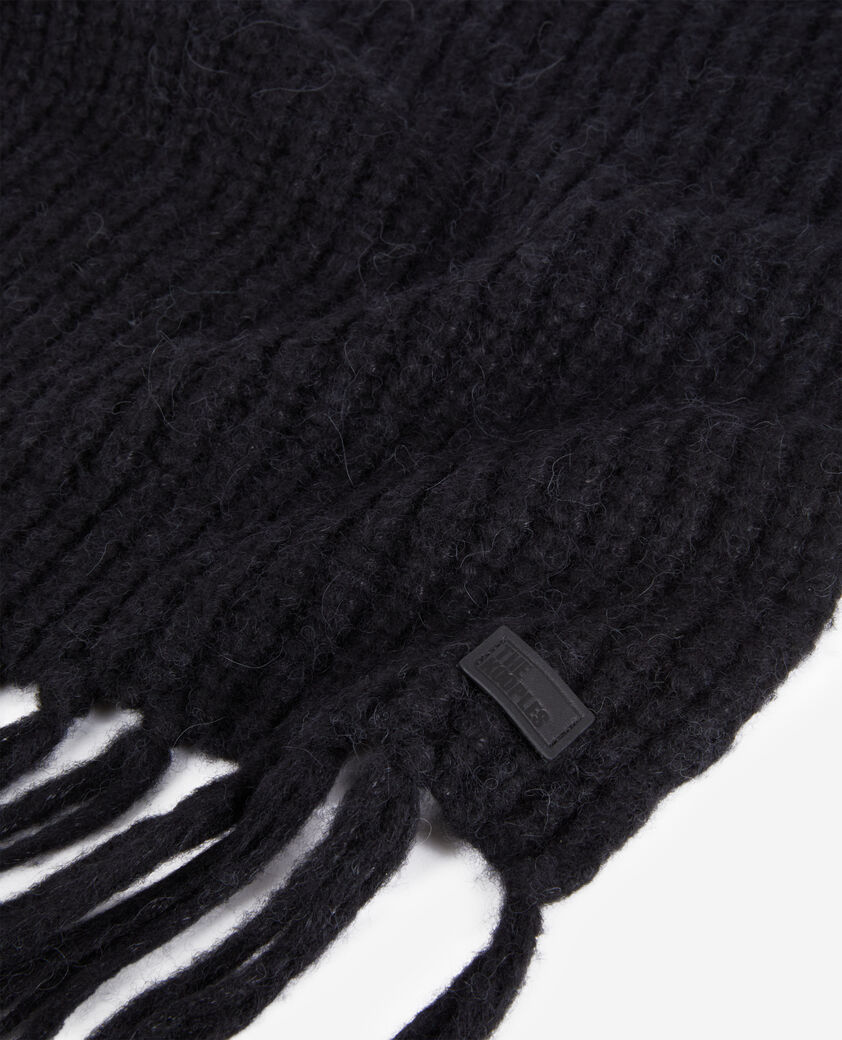 The Kooples WOMEN BLACK black ribbed wool-blend scarf