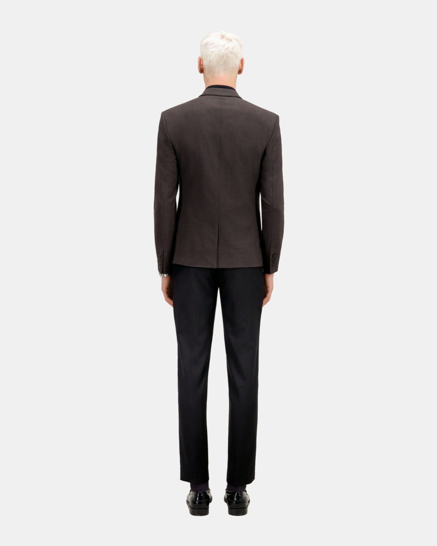 Brown houndstooth wool suit jacket, BROWN / BLACK, hi-res image number null