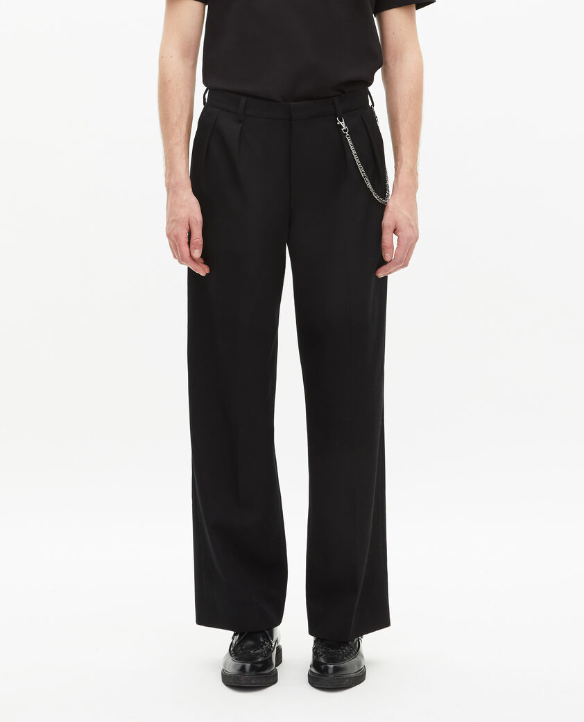 The Kooples HERREN BLACK schwarze wollhose mit weitem bein