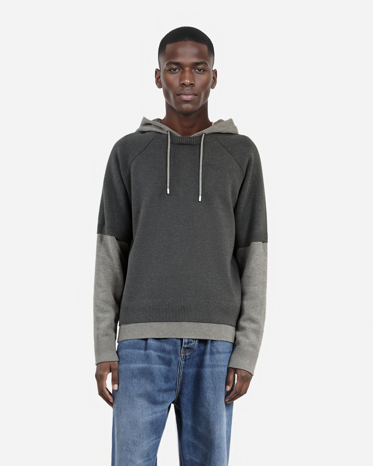 The Kooples HOMME MIDDLE GREY / ANTHRACITE pull en coton gris