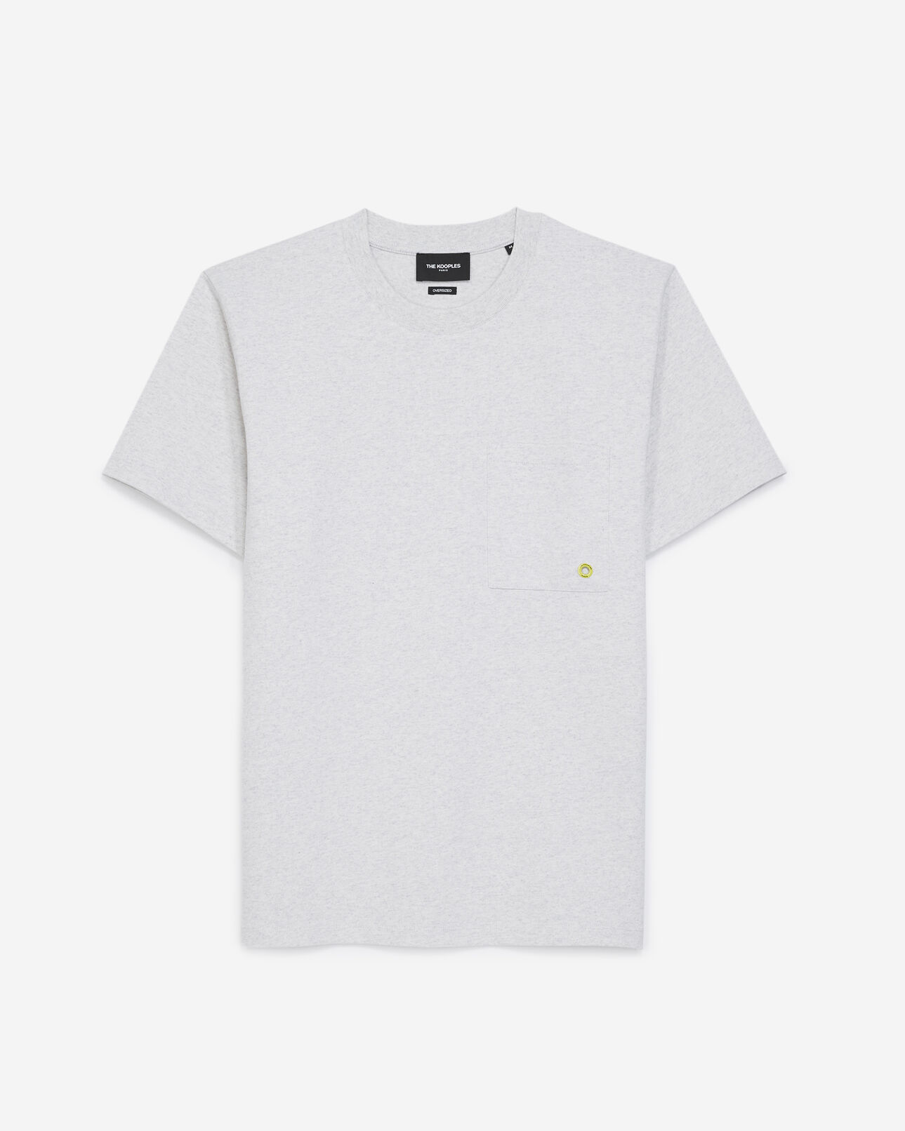 The Kooples HOMME GREY t-shirt gris en coton épais à détail fluo