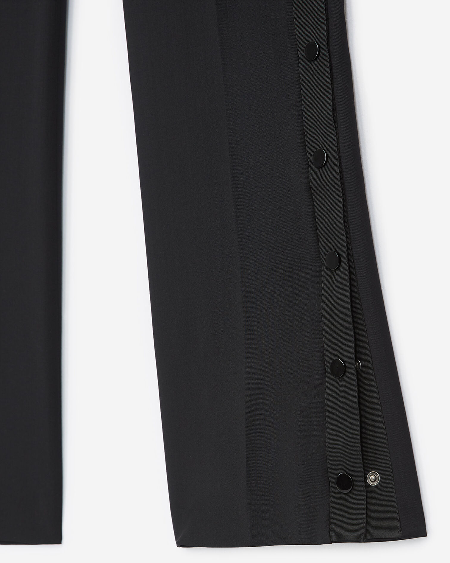 Pantalon ajusté noir à boutons-pression, BLACK, hi-res image number null